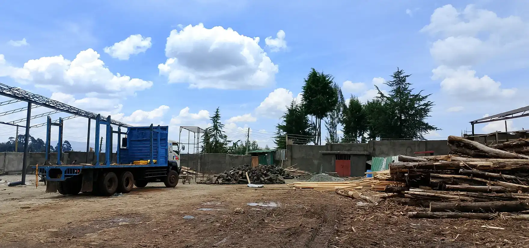 Timber loaded for delivery at the mill yard