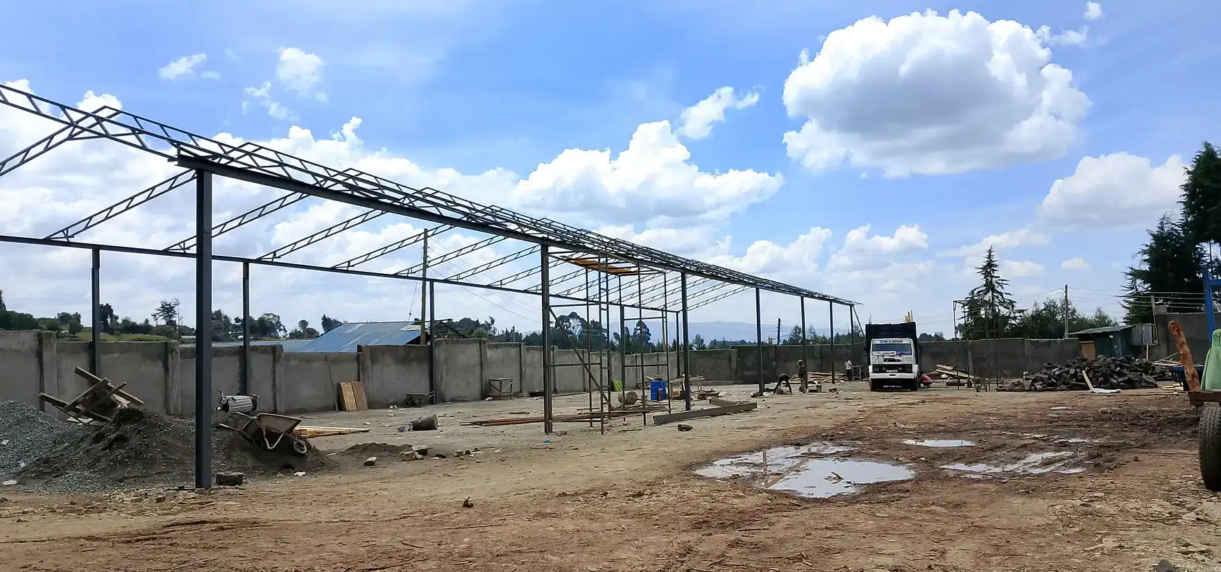 The new milling shed under construction at the yard